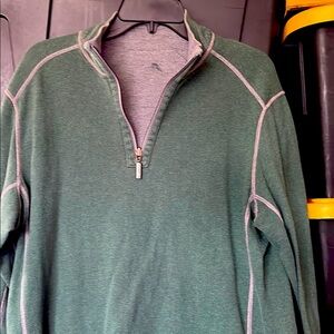 Tommy bahama grey and Green reversible Zip Up Sweater